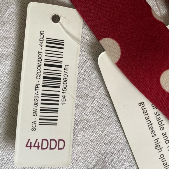 Adore Me Vivian Contour Red White Polka Dot underwire Bikini Swim Top. Sz 44DDD - Picture 14 of 15